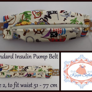 Pirates insulin pump belt with brown spotty elastic.  Size 2.