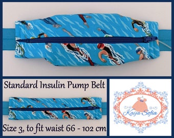 Swimmers insulin pump belt with turquoise elastic.  Size 3.