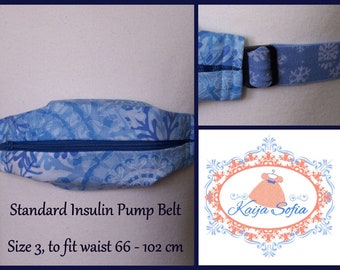 Pale blue snowflake insulin pump belt with snowflake elastic.  Size 3.