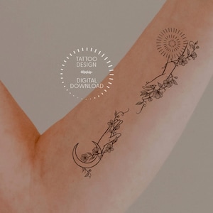 Live by The Sun, Love by The Moon Tattoo Design / Couple Tattoo / Friendship / Matching Tattoo / Lover Tattoo / Instant Download