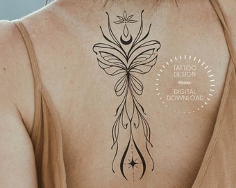 The Wanderer Tattoo Design / Butterfly Tattoo / Feminine Tattoo / Ornamental Tattoo / Tattoo Stencil Digital download by Eastern Spring Co