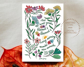 The Secret Garden Encouragement Card, Friendship Printable Card, Thank You Card Instant Download Blank Card, All Occasion Card Digital