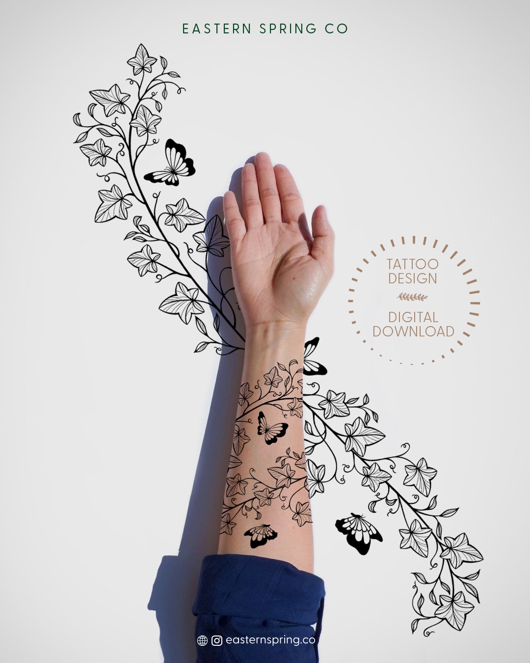 Life Transformation Ivy Vines Butterflies Wraparound Tattoo - Etsy