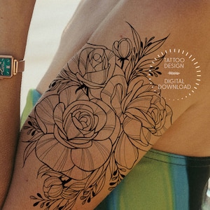 68 Phenomenal Rose Tattoos On Thigh