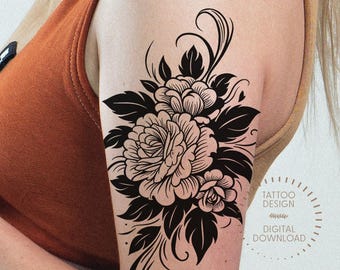 Magnolia Floral Tattoo Design: Feminine Botanical Body Art (Digital Download)