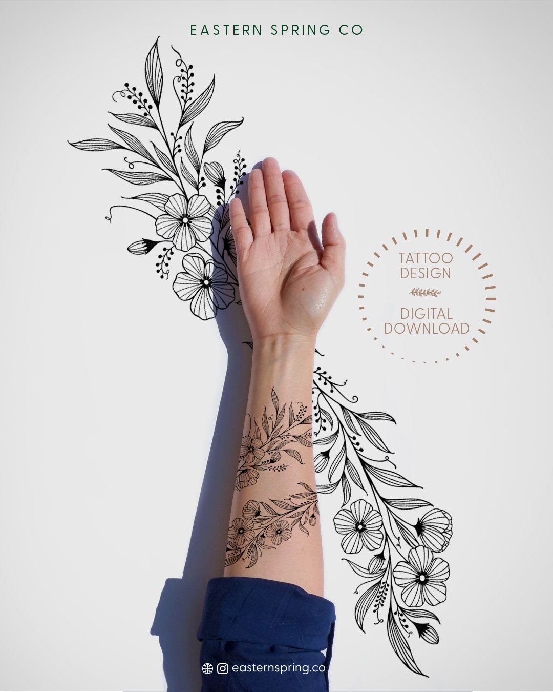 Buy Blooming Flowers Wraparound Tattoos Design  Feminine Tattoo Online in  India  Etsy