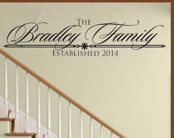 Family Name Wall Decal Sign Family Established  Wedding Gift
