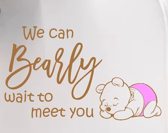 Baby shower decal- We Can Bearly Wait Decal-Baby shower decal - Gender reveal decal-Balloon Arch - Balloon Garland- Party Decor