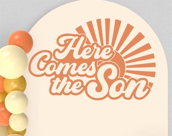 Here Comes The Son Baby Shower Party Decal Sign-Boy Baby Shower Decal Sign-Baby Shower Pregnancy Wall Decoration Decor Decoration Ideas