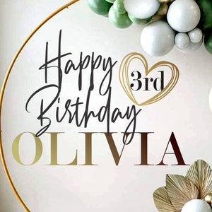 Happy Birthday Decal - Happy Birthday Party Backdrop - Happy Birthday for Balloon Arch - Personalized Name