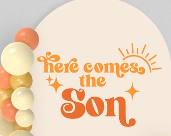 Here Comes The Son Baby Shower Party Decal Sign- 2 color Boy Baby Shower Decal Sign-Baby Shower Pregnancy Wall Decor Decoration Ideas