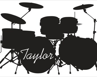 DRUM SET DRUMS DRUMMER BAND MUSIC GRAPHIC DECAL STICKER ART CAR WALL DECOR