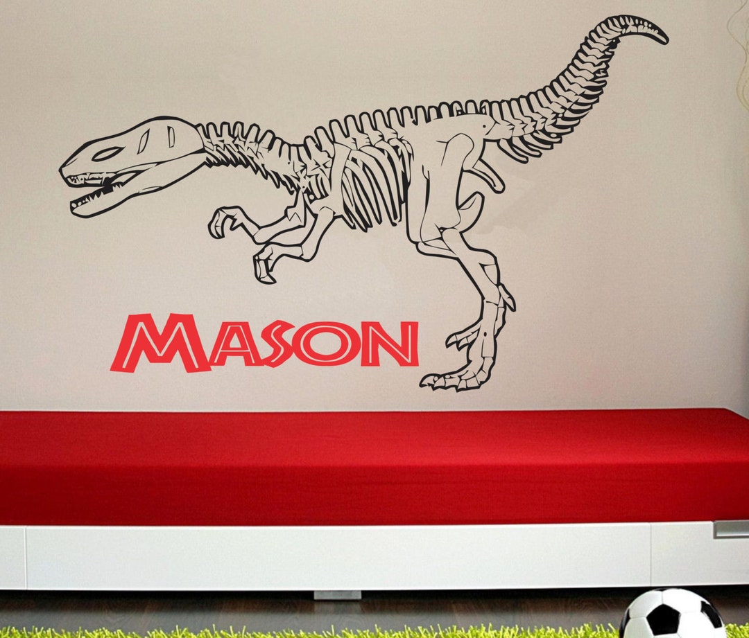 Dinosaur Wall Decal Boys Name Decal Jurassic Park T Rex Raptor Vinyl