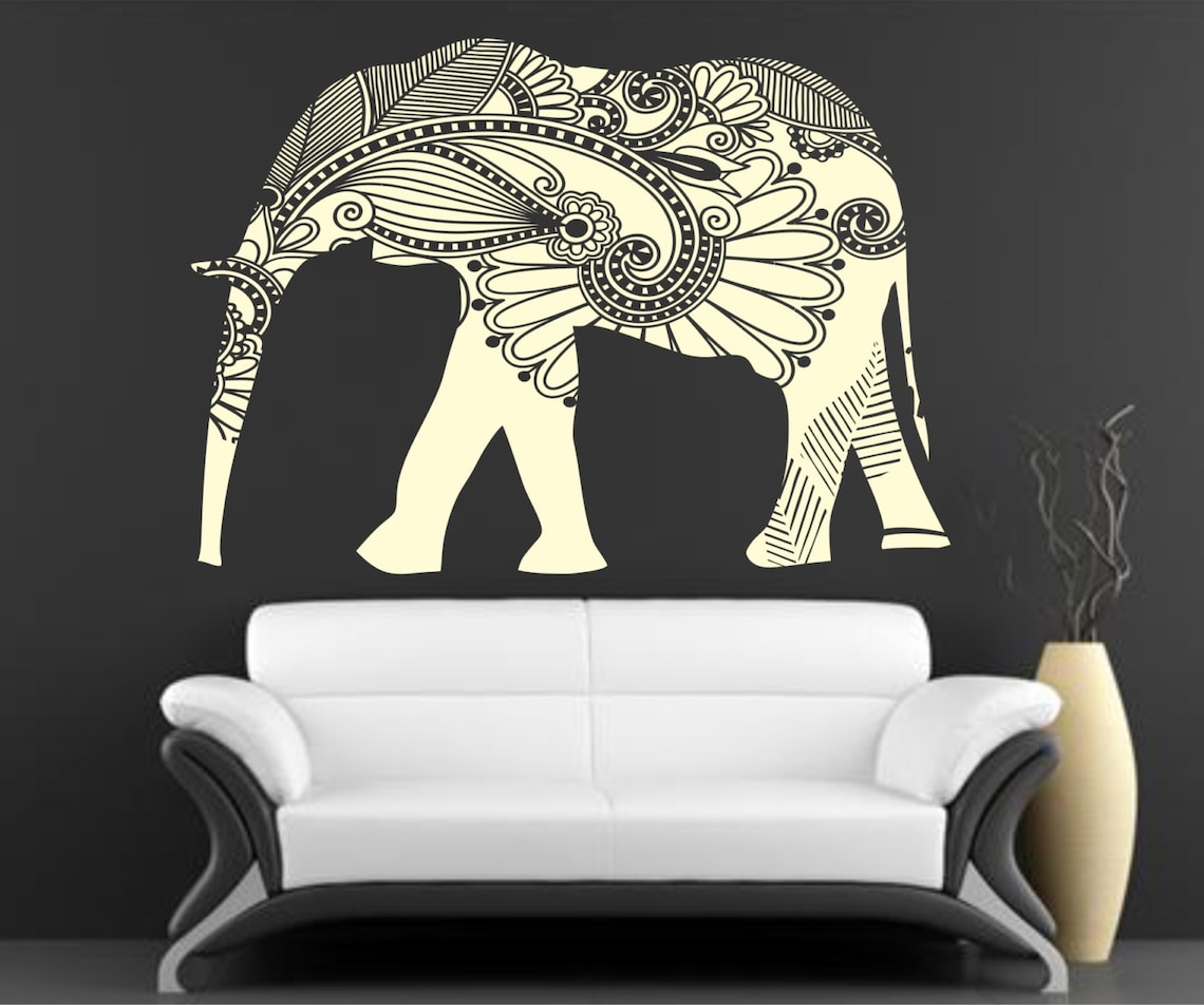 Elephant Wall Decal Stickers Elephant Yoga Wall Decals Indie Etsy