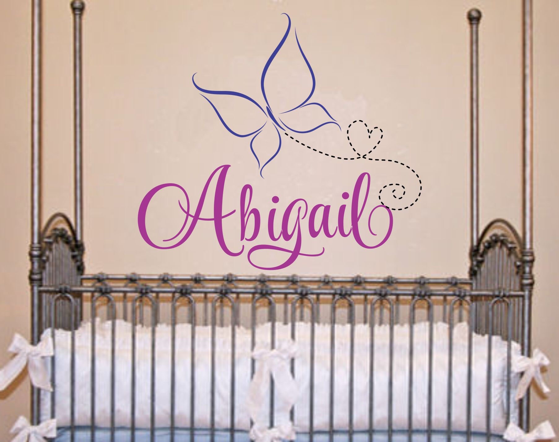 Wall Decal Butterfly Name Girl's Room Wall Decals Girls Bedroom Decor ...