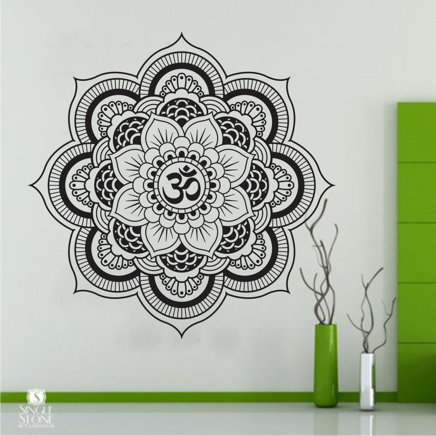 Mandala Wall Decal Sticker Yoga Om Namaste Yoga Decor Wall Vinyl Decal ...