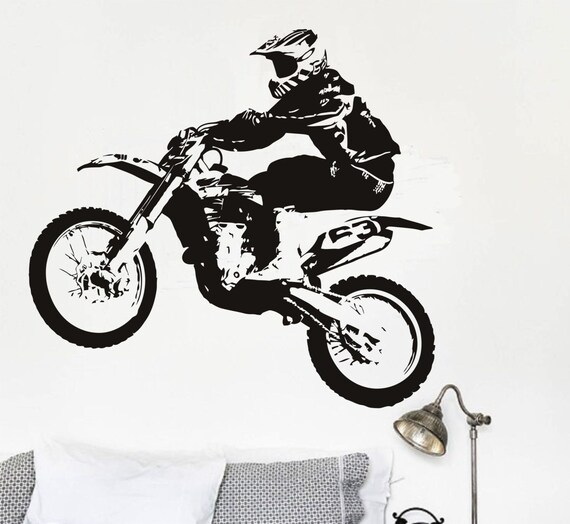 Motorcross Vinyl Wall Decal Sticker Dirt Bike Boys Bedroom Gear MX Decor