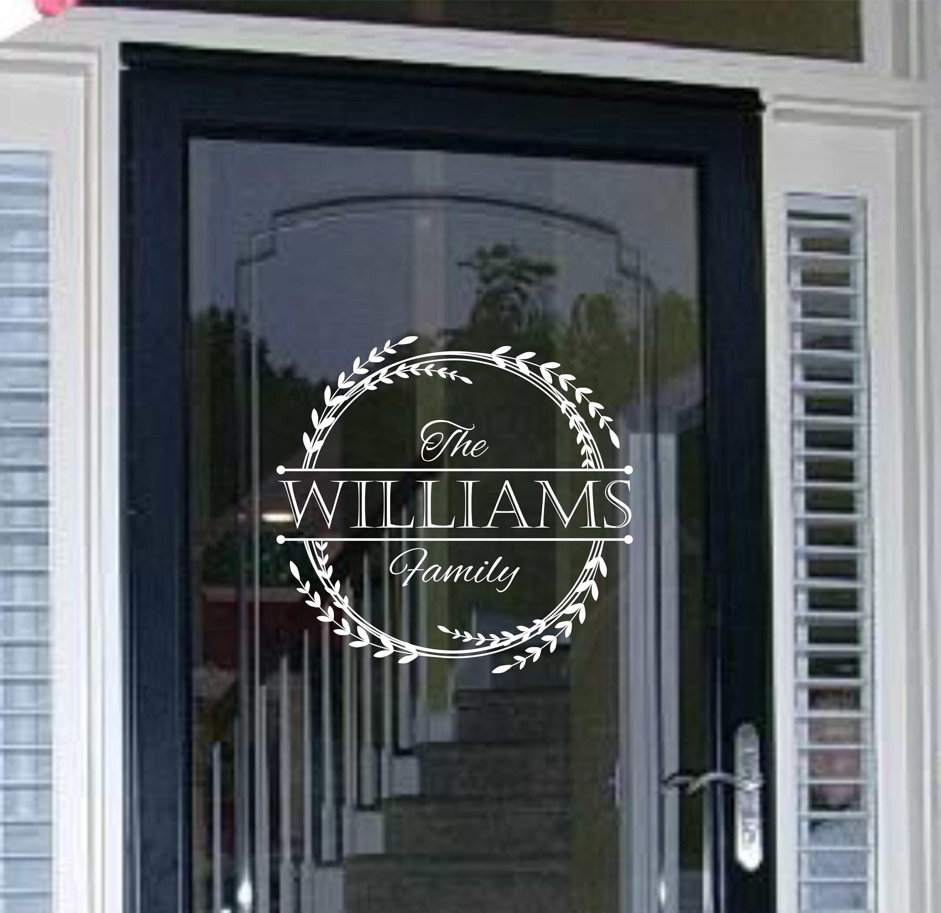 Personalized Family Name Vinyl Door Decal, Monogram Wreath - Etsy