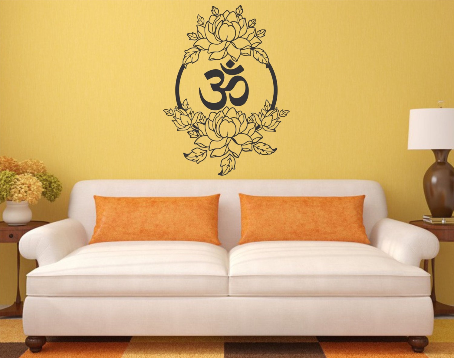 Lotus Wall Decal Vinyl Sticker Decals Namaste Art Decor Design Om Lotus ...
