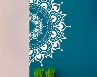 Mandala Wall Decal sticker half mandalaYoga Om Namaste Yoga decor Wall Decal lotus Interior Home Decor meditation mandala wall art wall