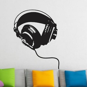 HEADPHONES Wall Decal Sticker mural dj Music ear phones headphones teen room Wall Art - Wall Decal Vinyl Sticker Decals Art Decor Home Decor
