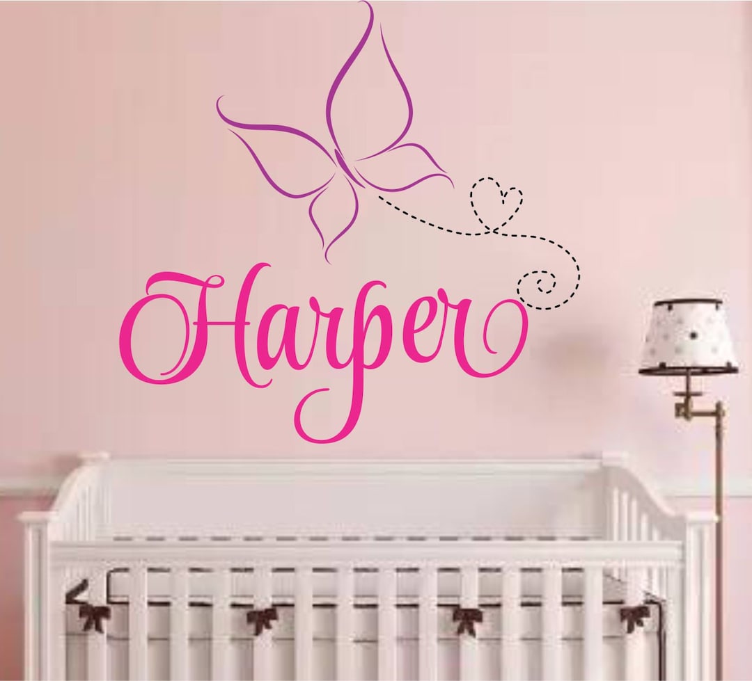 Wall Decal Butterfly Name Girl's Room Wall Decals Girls Bedroom Decor ...