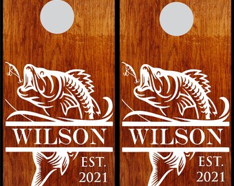 Bass Fishing Cornhole Decals – Personalized Anniversary Gift