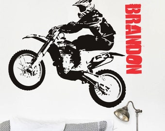 Motorcycle Wall Decal Vinyl Sticker Decal Tattoo motocross bike name decal YOUR NUMBER !
