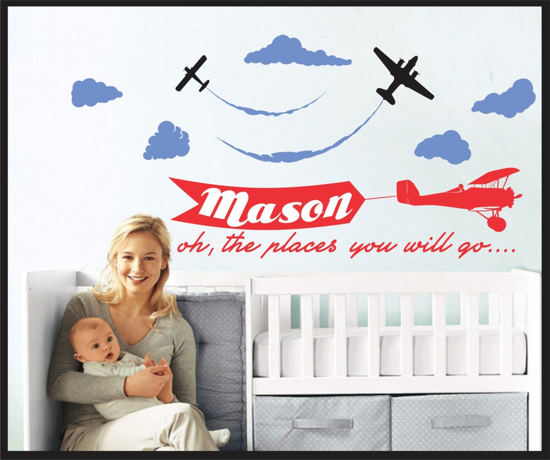 AIRPLANE DECAL Airplane Name Decal Wall Decal Vinyl Sticker Decals Art ...