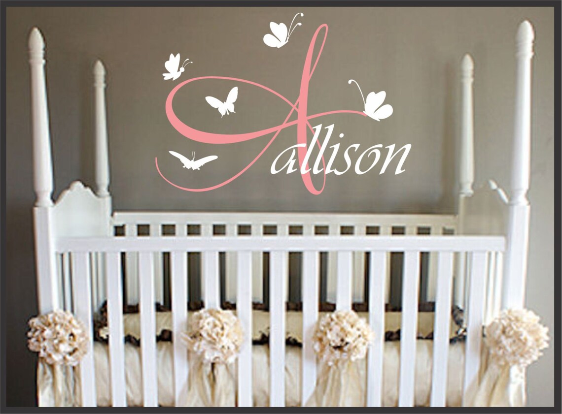 Butterfly Wall Decal Name Decal Nursery Girl's Room Vinyl Wall Art ...