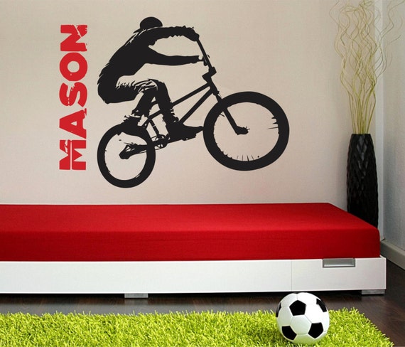 Kids Bicycle Stickers Bicycle Rider Wall Decal,kids BMX Vinyl