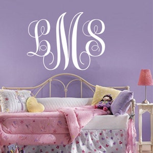 Monogram Wall Decal,Personalized Initials,College Dorm Room ,Monogrammed Wall Vinyl Decal,Custom Monogram ,Family Monogram
