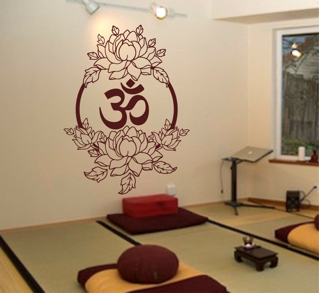 Lotus Wall Decal Vinyl Sticker Decals Namaste Art Decor Design Om Lotus ...