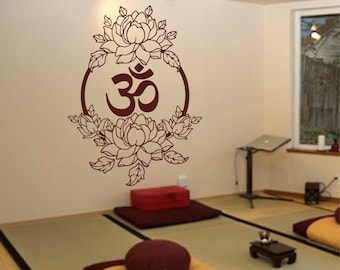 Lotus Wall Decal Vinyl Sticker Decals Namaste Art Decor Design Om Lotus Flower Yoga Wall Vinyl Decal Decor meditation,mandala yoga decor