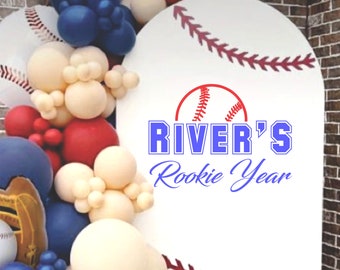 Baseball Theme First Birthday Arch Decals - Rookie Of The Year Backdrop Stickers For Baby Boy - View #5