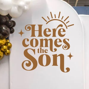 Here Comes The Son Baby Shower Party Decal Sign-Boy Baby Shower Decal Sign-Baby Shower Pregnancy Wall Decoration Decor Decoration Ideas