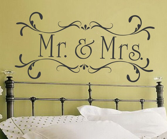 mr and mrs wall decal couple wall decal husband and wife decal | etsy