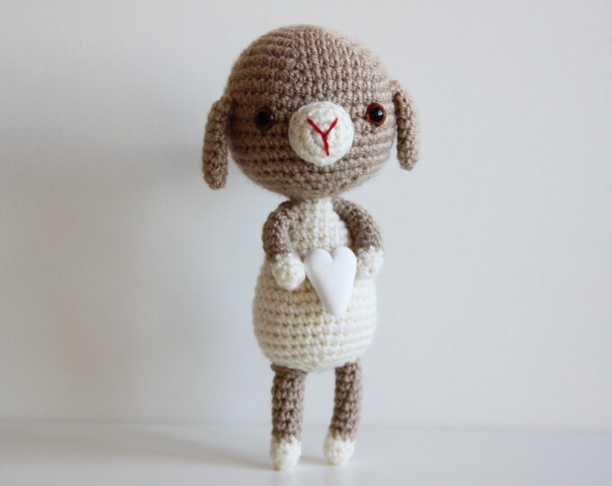 Crochet Lamb Toy Stuffed Crochet Lamb With a Heart Plush Etsy