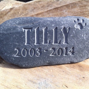 Dog, Cat or pet memorial stone, grave marker, personalised in hand carved Cornish stone image 1