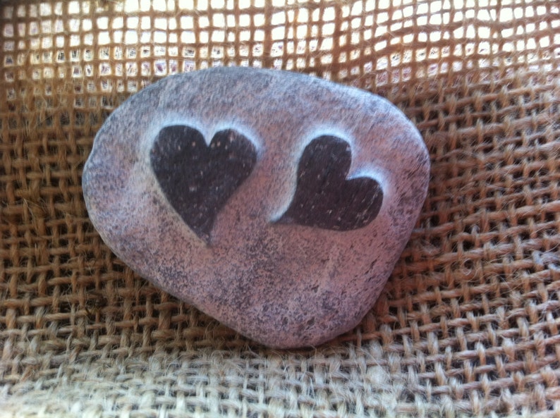 Valentine's Love PEBBLE The perfect little gift to give someone special, choice of designs, all hand carved, plus hessian gift bag image 5