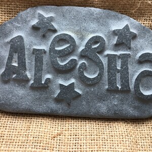 Hand carved name pebble, a perfect gift for a new arrival, birthday, Christening, Baptism, personalised & handmade
