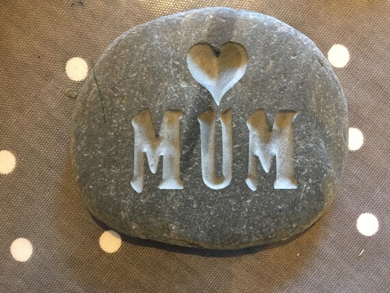 Handcarved Penguin pebble LOVE Personalised bespoke wedding anniversary Gift