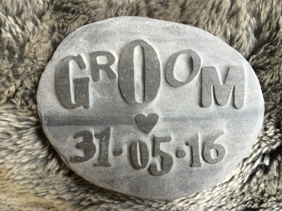 Handcarved Penguin pebble LOVE Personalised bespoke wedding anniversary Gift