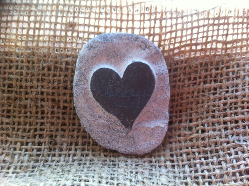 Valentine's Love PEBBLE The perfect little gift to give someone special, choice of designs, all hand carved, plus hessian gift bag image 8