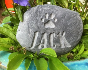 Deep engraved pet, cat, dog, loved one memorial stone /  garden, personalised, hand carved from stone