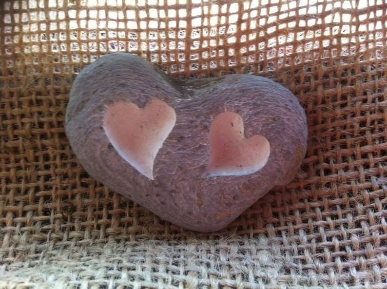 Valentine's Love PEBBLE The perfect little gift to give someone special, choice of designs, all hand carved, plus hessian gift bag image 4