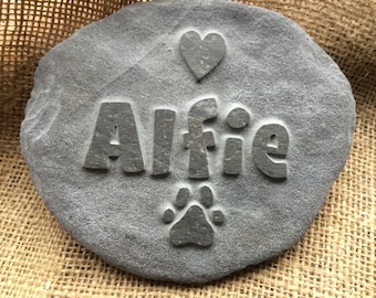 Hand carved personalised memory stone, natural, perfect for pet memorial (cat, dog, animal)