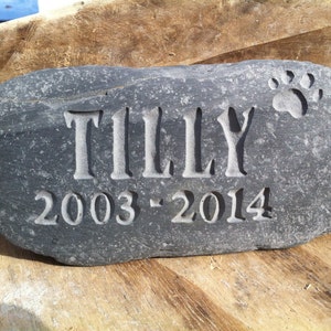 Dog, Cat or pet memorial stone, grave marker, personalised in hand carved Cornish stone image 2