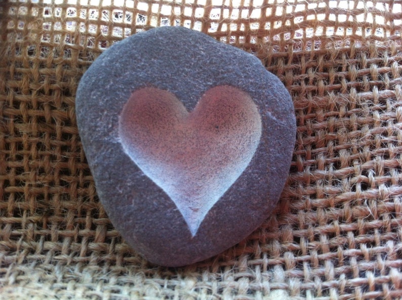 Valentine's Love PEBBLE The perfect little gift to give someone special, choice of designs, all hand carved, plus hessian gift bag image 2