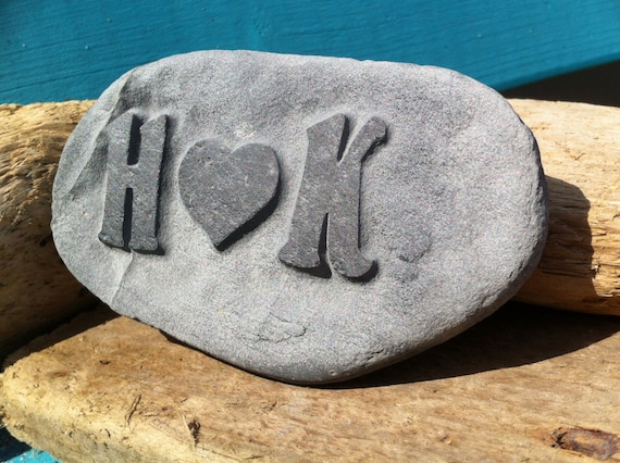 Perfect for Wedding personalized w/ initials Handcarved Cornwall LOVE Pebble Perfect for Wedding personalized w/ initials Handcarved Cornwall LOVE Pebble